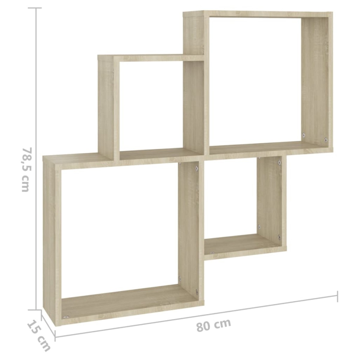 vidaXL Ράφι Κύβος Τοίχου Sonoma Δρυς 80 x 15 x 78,5 εκ. Μοριοσανίδα