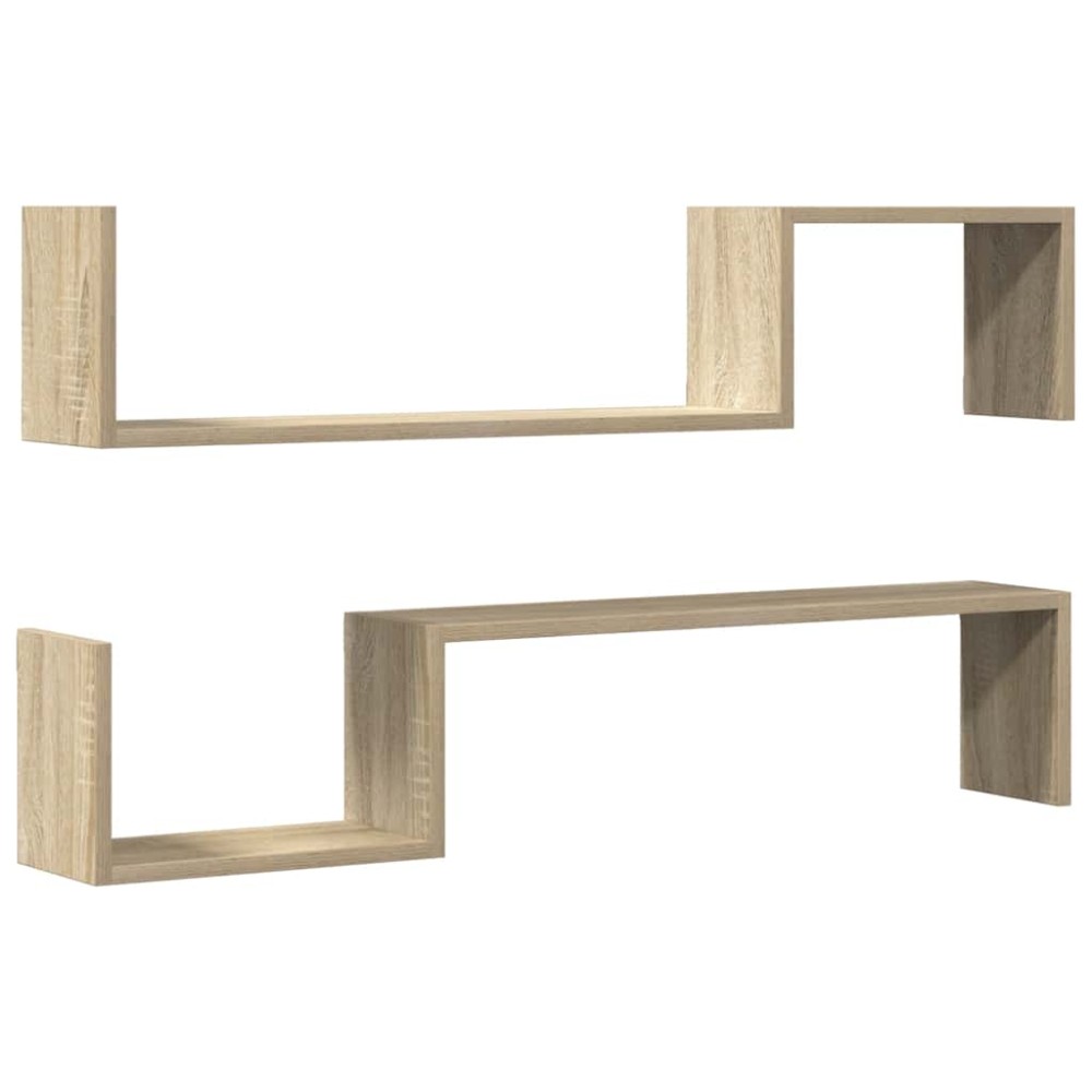 vidaXL Ραφιέρες Τοίχου 2 τεμ Sonoma Δρυς 100 x 15 x 50 εκ. Επεξ. Ξύλο