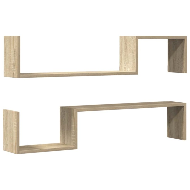 vidaXL Ραφιέρες Τοίχου 2 τεμ Sonoma Δρυς 100 x 15 x 50 εκ. Επεξ. Ξύλο