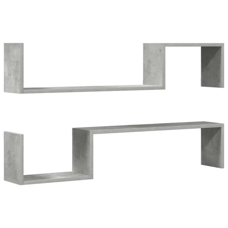vidaXL Ραφιέρες Τοίχου 2 τεμ. Γκρι Σκυρ. 100 x 15 x 50 εκ. Επεξ. Ξύλο