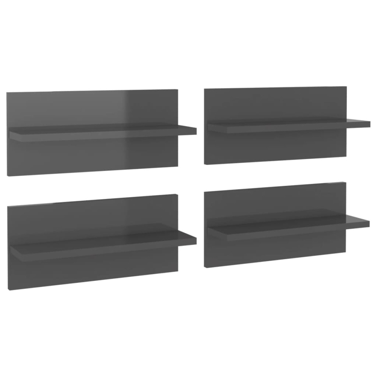 vidaXL Ραφιέρες Τοίχου 4 τεμ. Γυαλιστ. Γκρι 40x11,5x18 εκ. Μοριοσανίδα