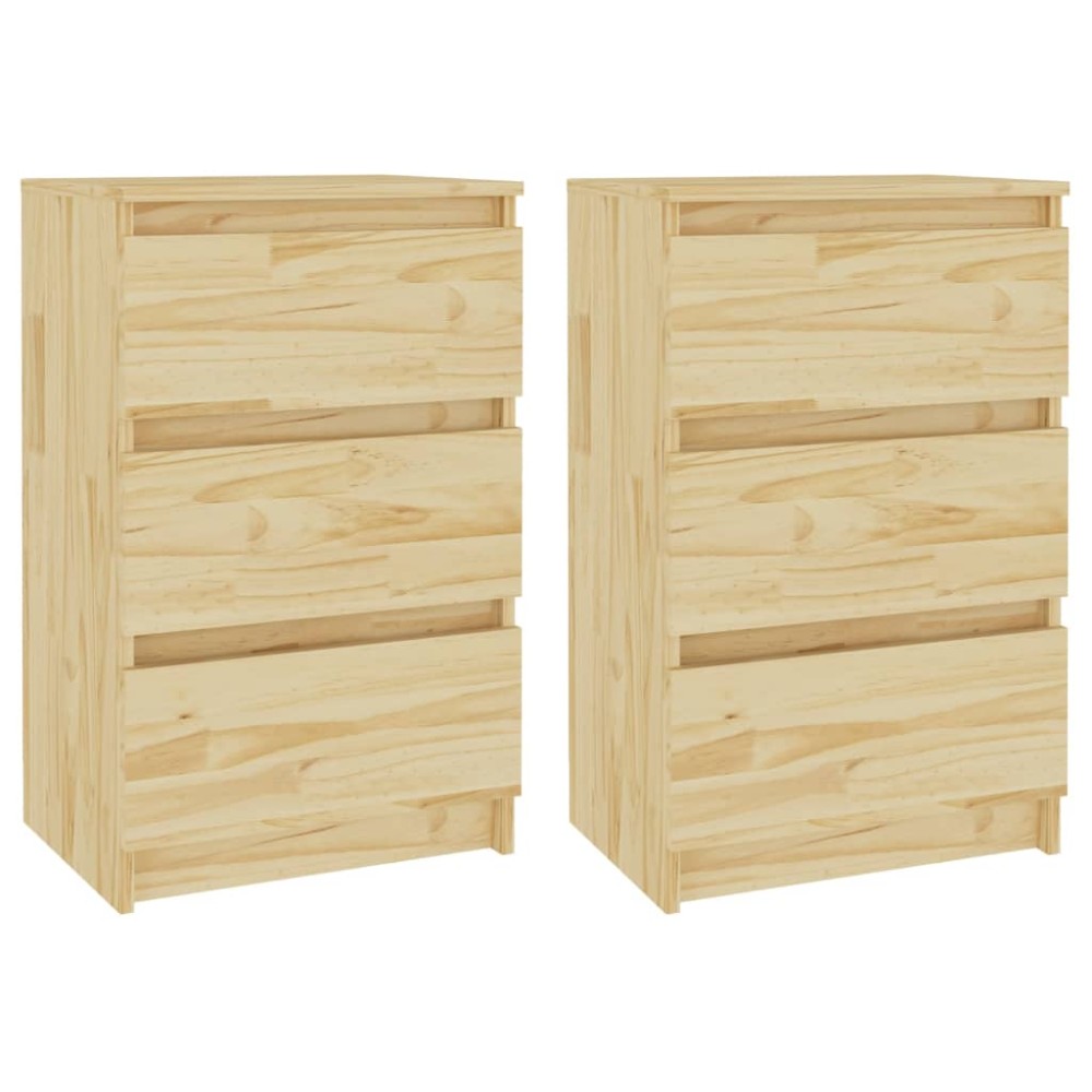 vidaXL Κομοδίνα 2 Τεμ. 40 x 29,5 x 64 εκ. από Μασίφ Ξύλο Πεύκου