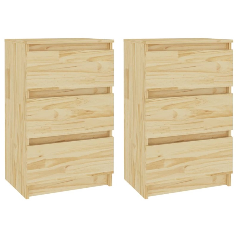 vidaXL Κομοδίνα 2 Τεμ. 40 x 29,5 x 64 εκ. από Μασίφ Ξύλο Πεύκου
