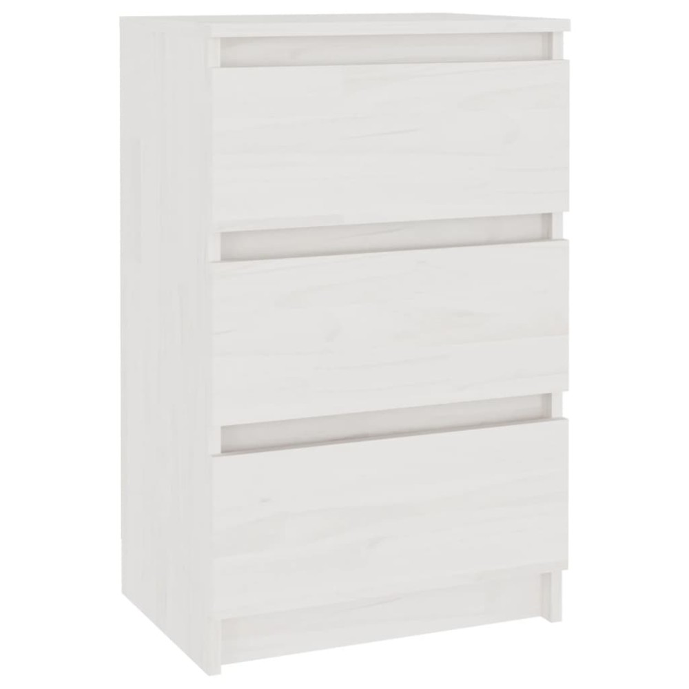 vidaXL Κομοδίνο Λευκό 40 x 29,5 x 64 εκ. από Μασίφ Ξύλο Πεύκου