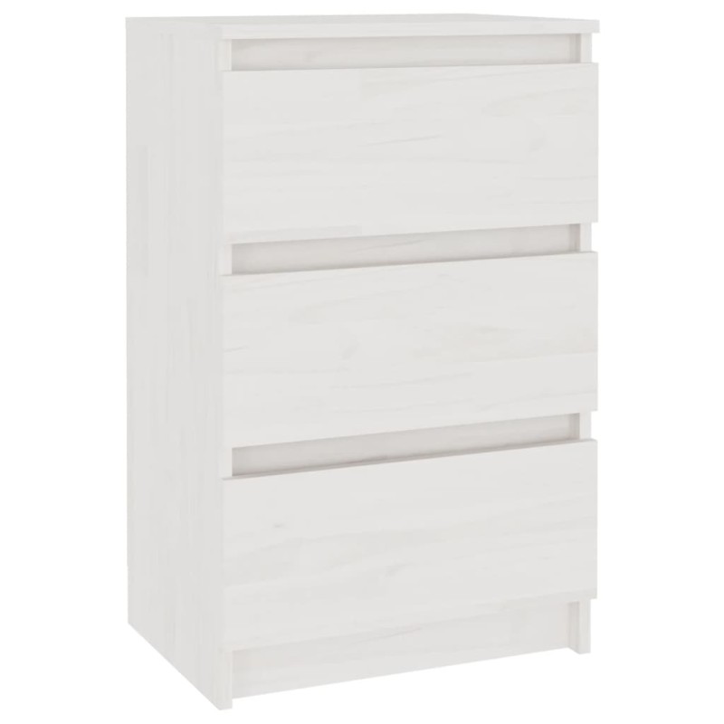 vidaXL Κομοδίνο Λευκό 40 x 29,5 x 64 εκ. από Μασίφ Ξύλο Πεύκου