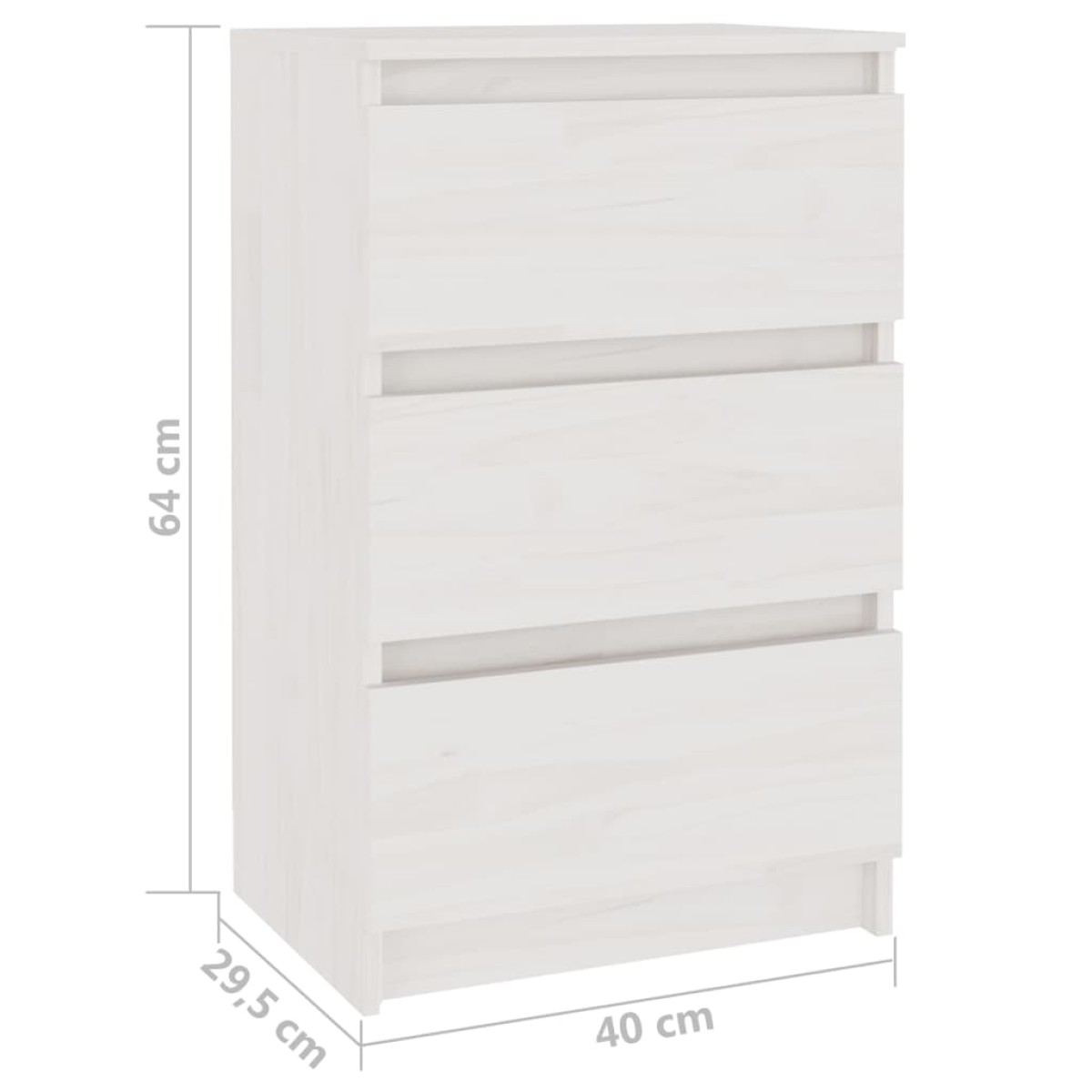 vidaXL Κομοδίνο Λευκό 40 x 29,5 x 64 εκ. από Μασίφ Ξύλο Πεύκου