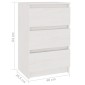 vidaXL Κομοδίνο Λευκό 40 x 29,5 x 64 εκ. από Μασίφ Ξύλο Πεύκου