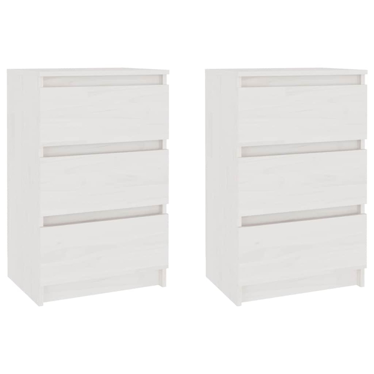 vidaXL Κομοδίνα 2 τεμ. Λευκά 40 x 29,5 x 64 εκ. από Μασίφ Ξύλο Πεύκου