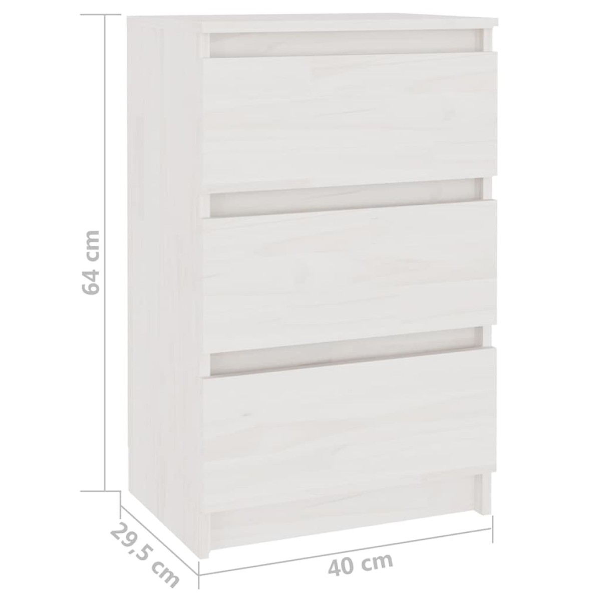 vidaXL Κομοδίνα 2 τεμ. Λευκά 40 x 29,5 x 64 εκ. από Μασίφ Ξύλο Πεύκου