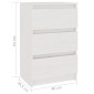 vidaXL Κομοδίνα 2 τεμ. Λευκά 40 x 29,5 x 64 εκ. από Μασίφ Ξύλο Πεύκου