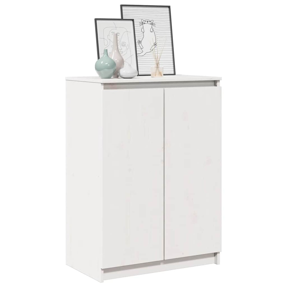 vidaXL Ντουλάπι Λευκό 60 x 36 x 84 εκ. από Μασίφ Ξύλο Πεύκου