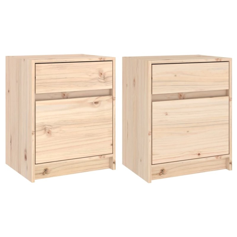 vidaXL Κομοδίνα 2 Τεμ. 40 x 31 x 50 εκ. από Μασίφ Ξύλο Πεύκου