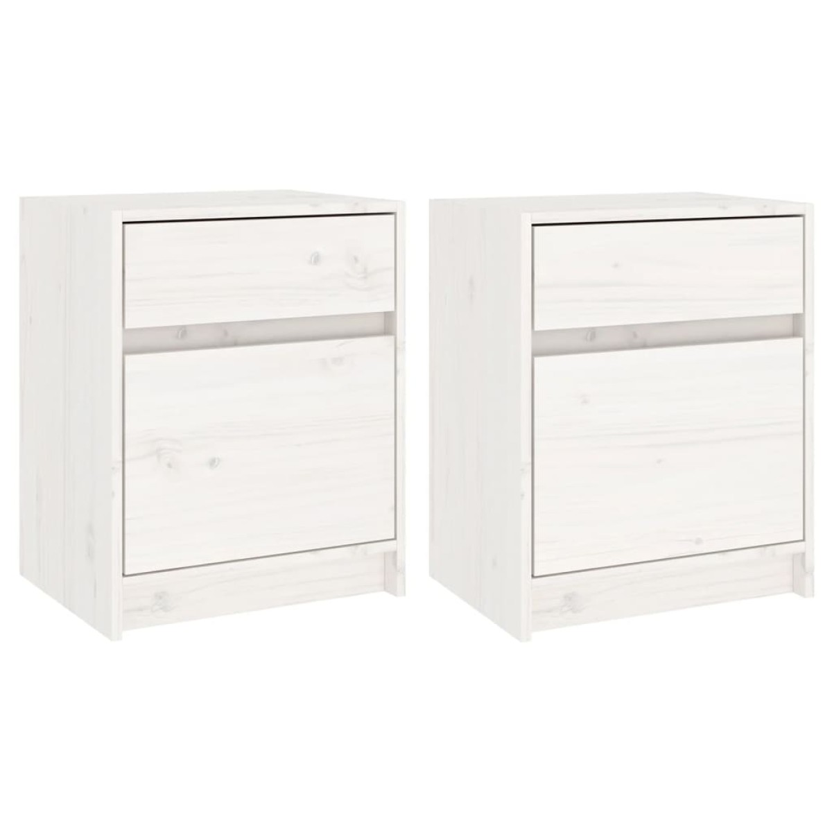 vidaXL Κομοδίνα 2 τεμ. Λευκά 40 x 31 x 50 εκ. από Μασίφ Ξύλο Πεύκου