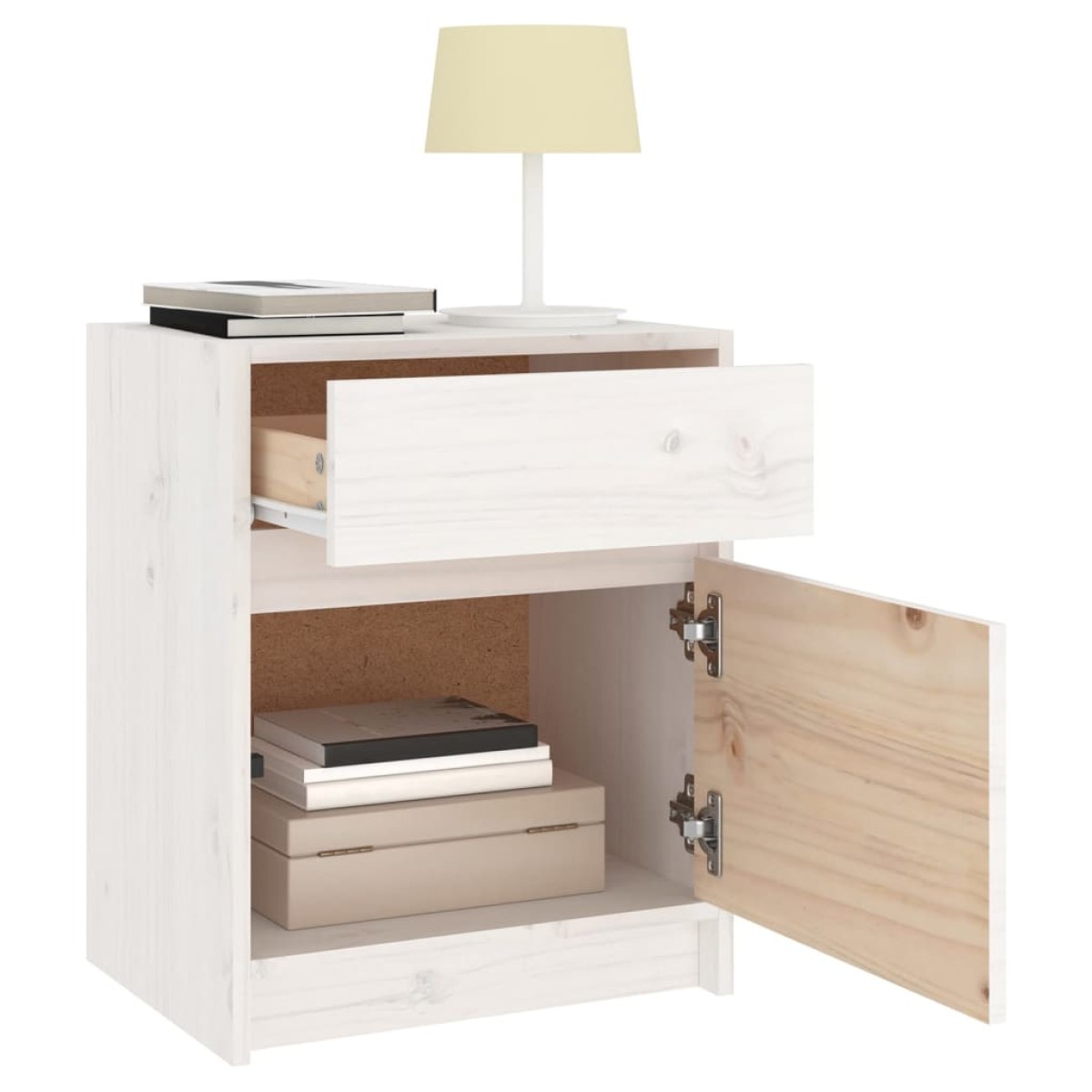 vidaXL Κομοδίνα 2 τεμ. Λευκά 40 x 31 x 50 εκ. από Μασίφ Ξύλο Πεύκου