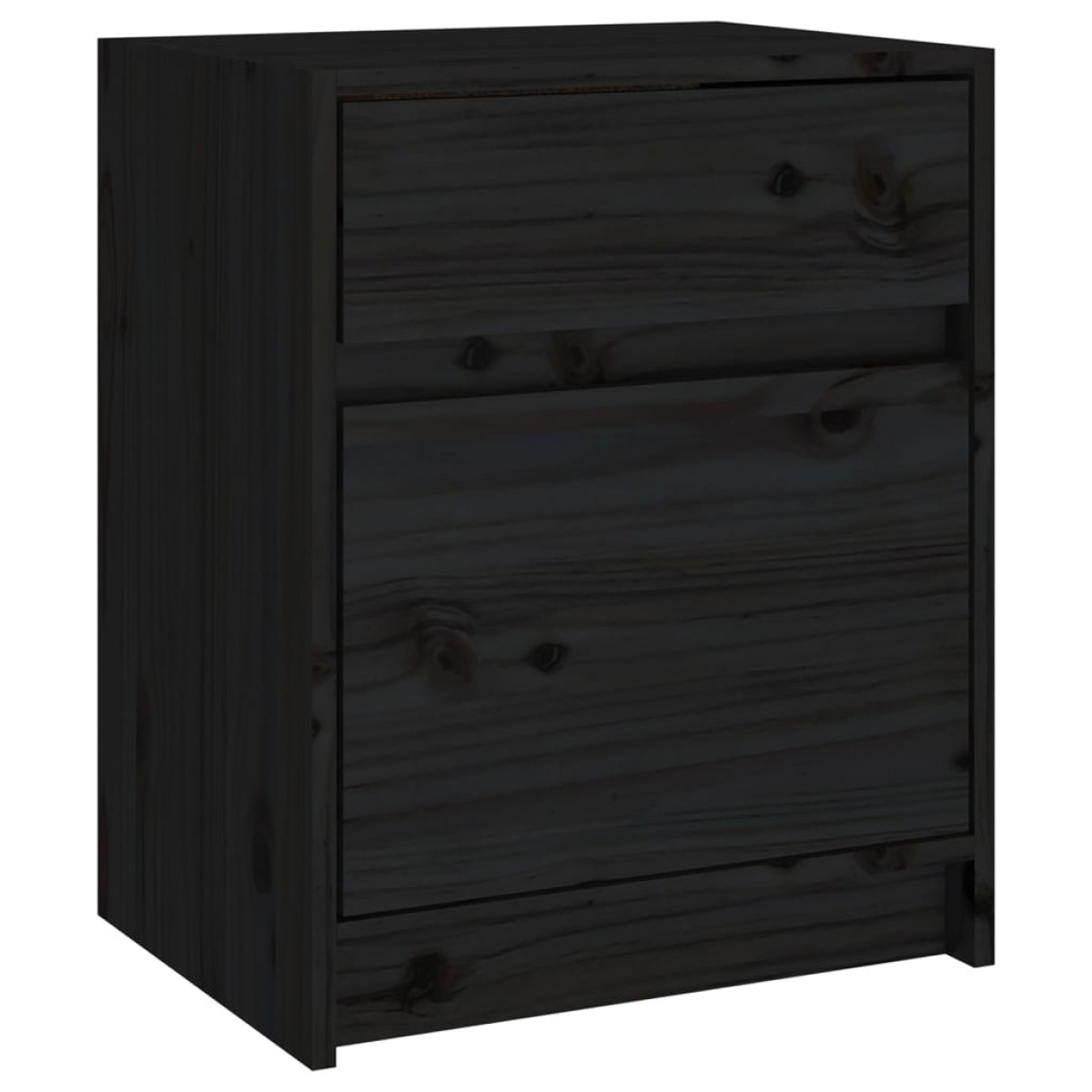 vidaXL Κομοδίνα 2 τεμ. Μαύρα 40 x 31 x 50 εκ. από Μασίφ Ξύλο Πεύκου