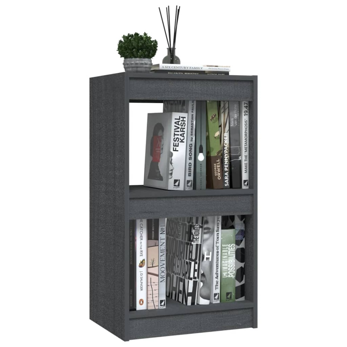 vidaXL Βιβλιοθήκη Γκρι 40 x 30 x 71,5 εκ. από Μασίφ Ξύλο Πεύκου