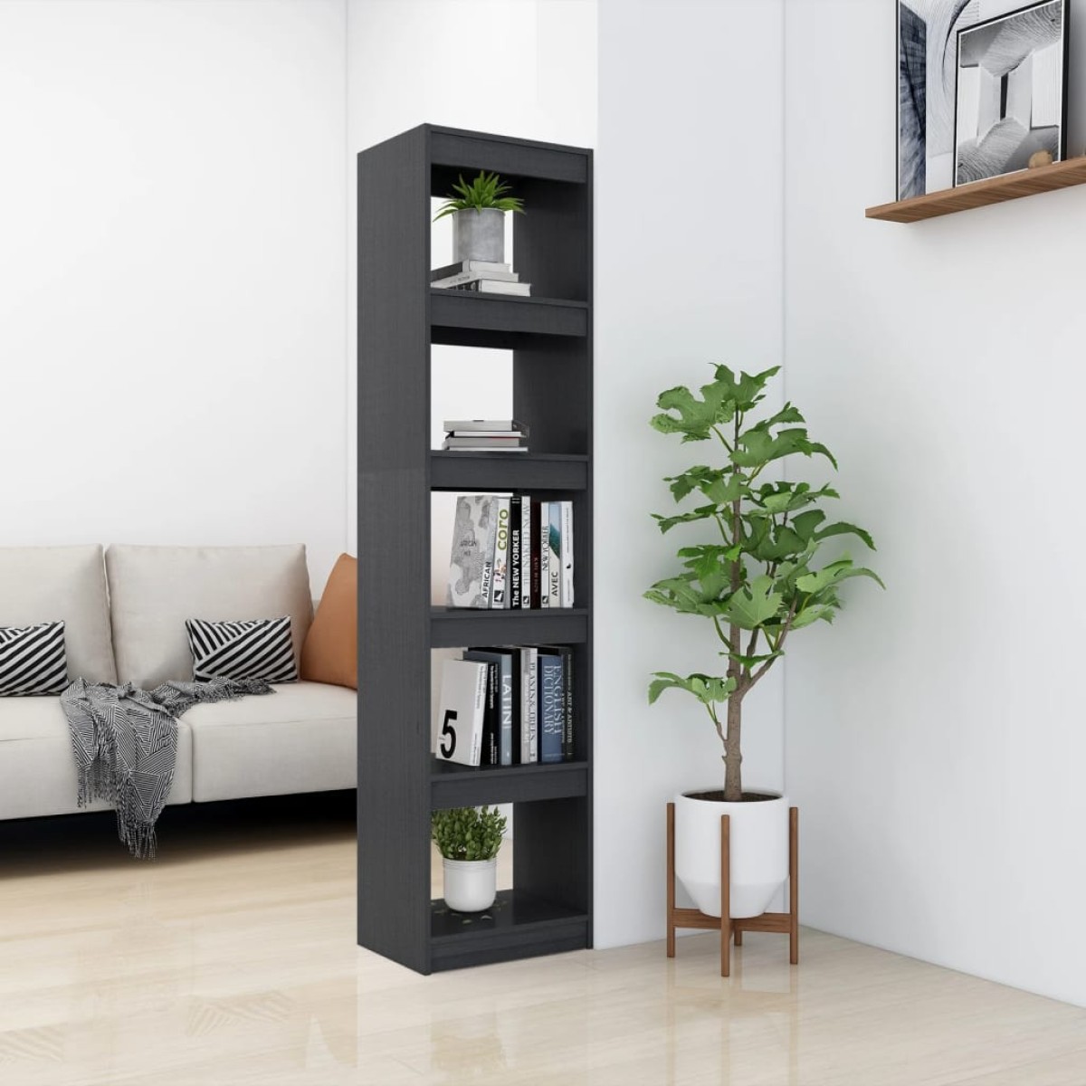 vidaXL Βιβλιοθήκη/Διαχωριστικό Χώρου Γκρι 40x30x167,5 εκ. Ξύλο Πεύκου
