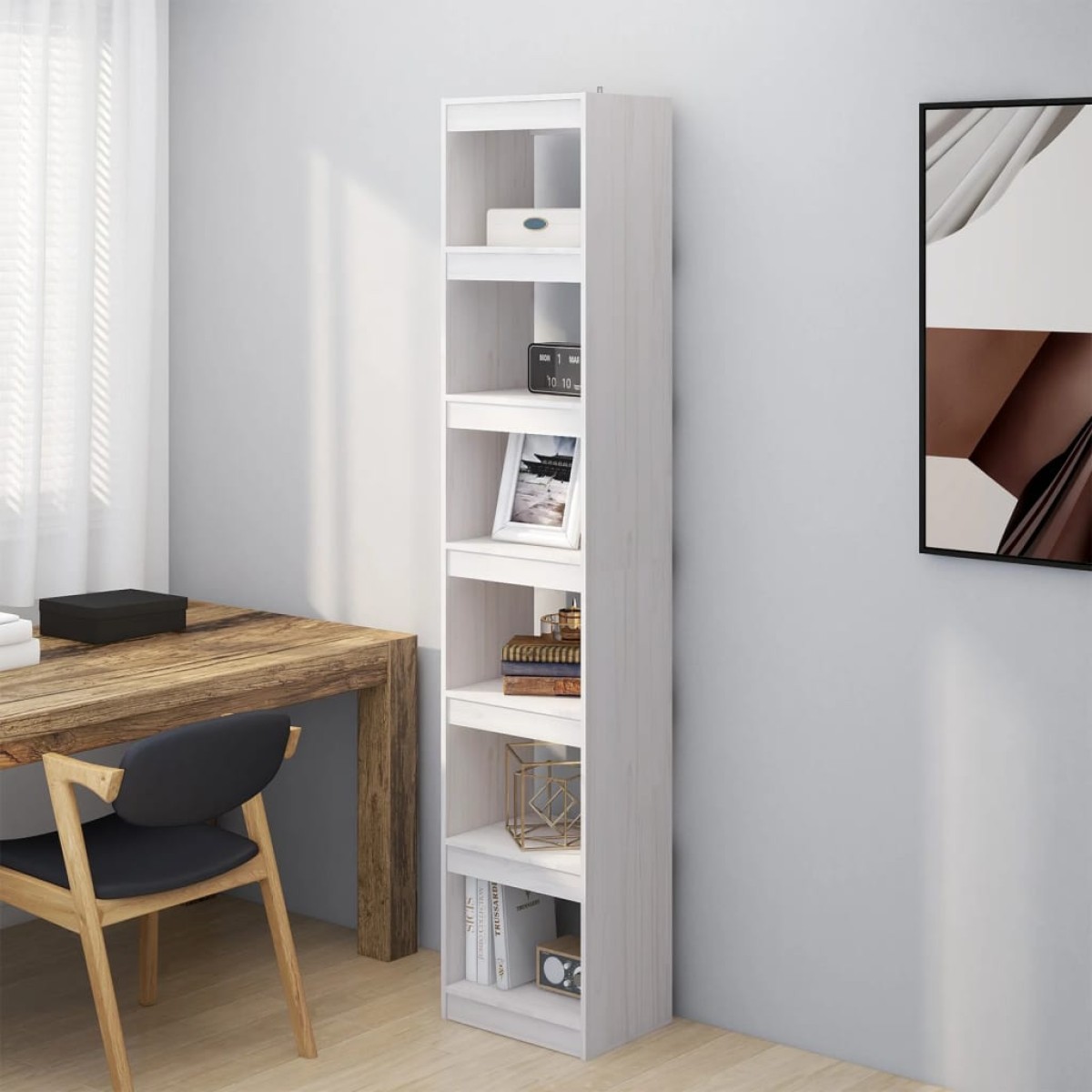 vidaXL Βιβλιοθήκη/Διαχωριστικό Χώρου Λευκό 40x30x199 εκ. Ξύλο Πεύκου
