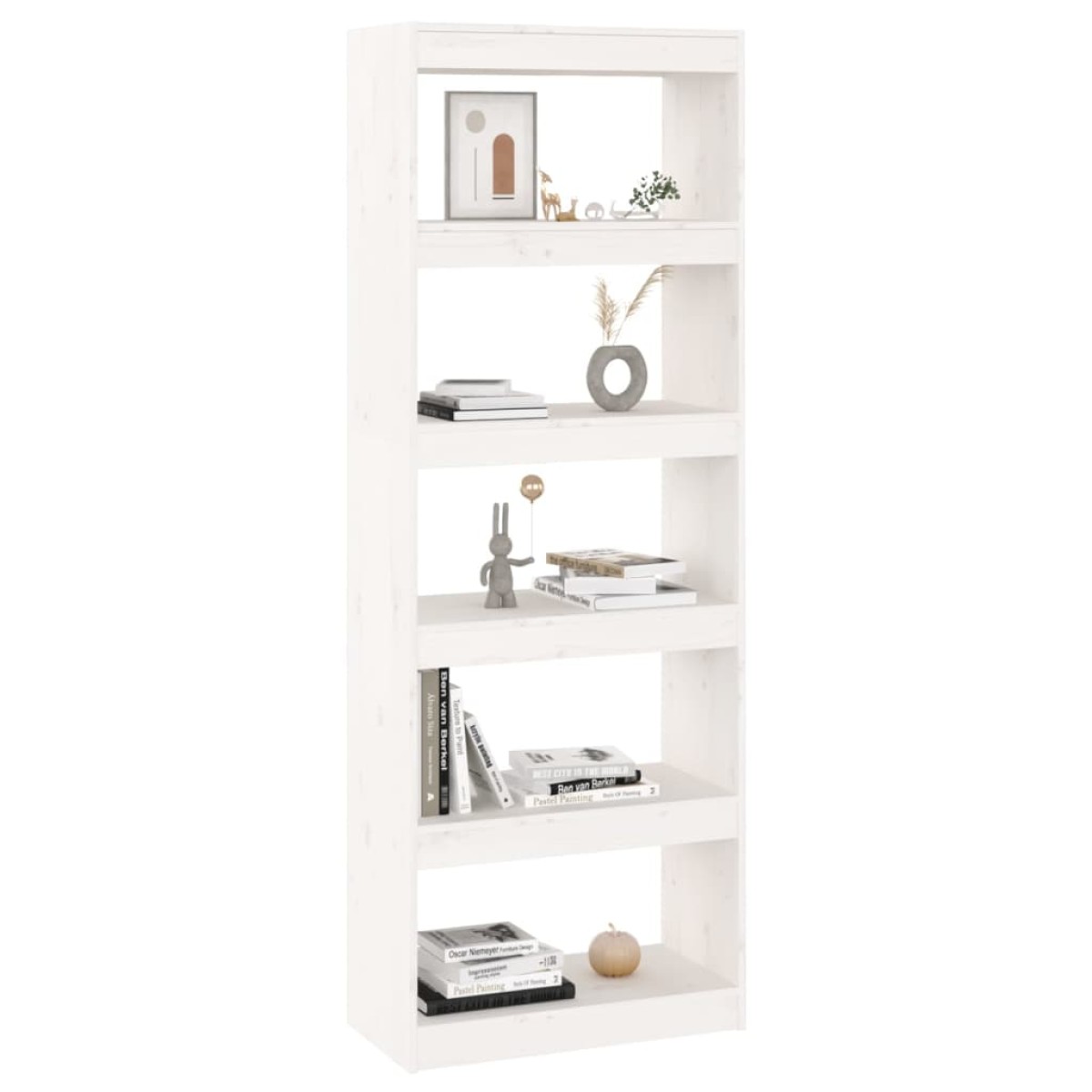 vidaXL Βιβλιοθήκη/Διαχωριστικό Χώρου Λευκή 60x30x167,5 εκ. Μασίφ Πεύκο