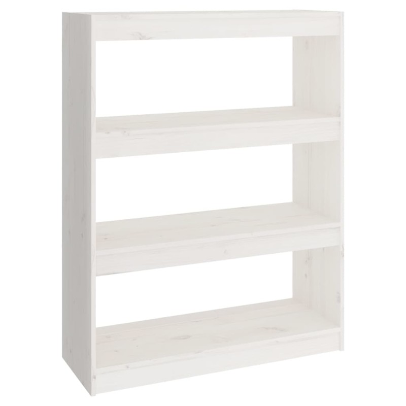 vidaXL Βιβλιοθήκη/Διαχωριστικό Χώρου Λευκή 80x30x103,5 εκ. Μασίφ Πεύκο