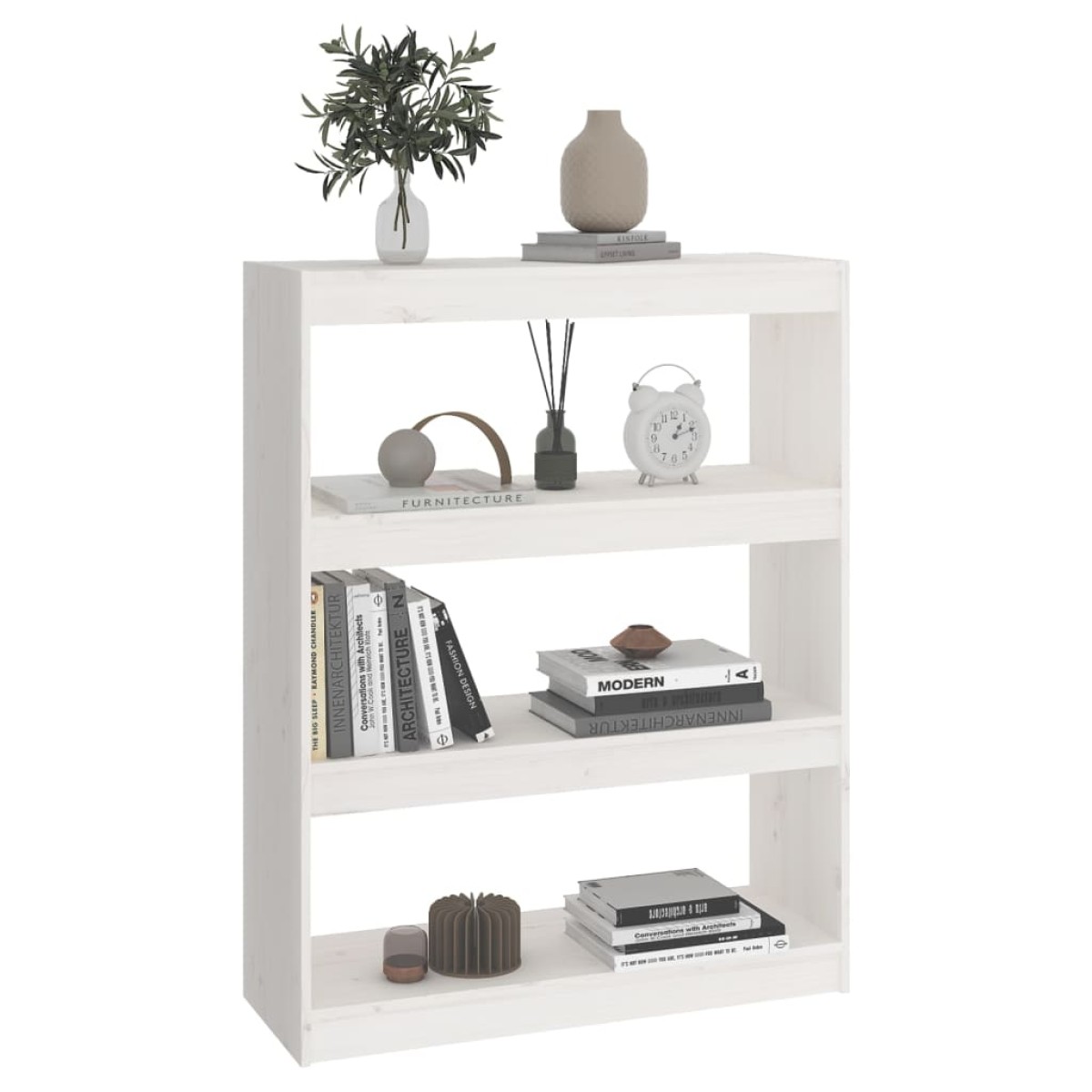 vidaXL Βιβλιοθήκη/Διαχωριστικό Χώρου Λευκή 80x30x103,5 εκ. Μασίφ Πεύκο