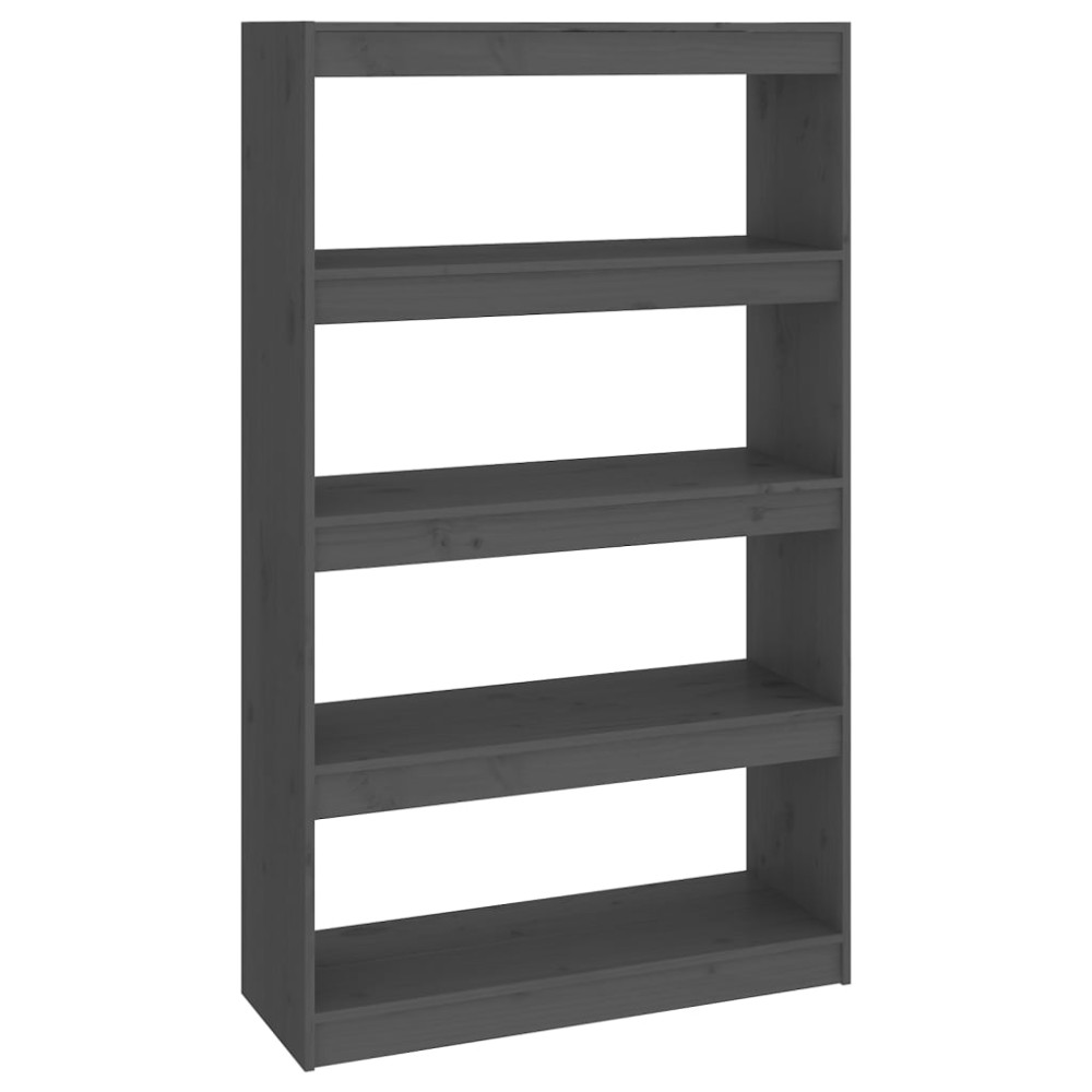 vidaXL Βιβλιοθήκη/Διαχωριστικό Χώρου Γκρι 80x30x135,5 εκ. Μασίφ Πεύκο
