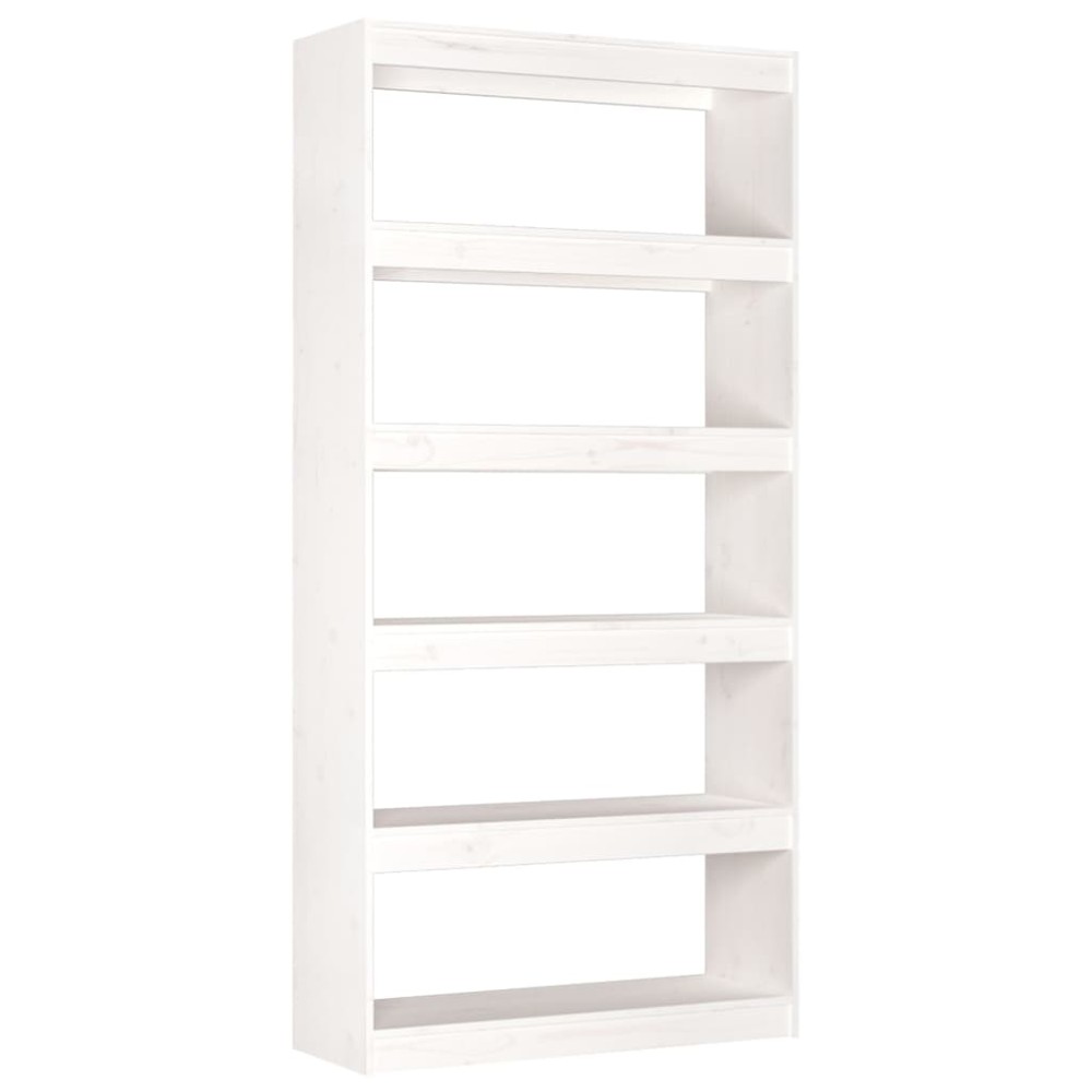 vidaXL Βιβλιοθήκη/Διαχωριστικό Χώρου Λευκή 80x30x167,4 εκ. Μασίφ Πεύκο