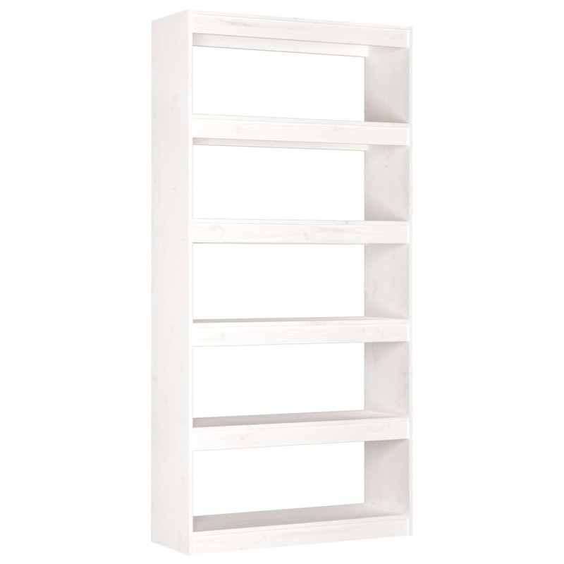 vidaXL Βιβλιοθήκη/Διαχωριστικό Χώρου Λευκή 80x30x167,4 εκ. Μασίφ Πεύκο