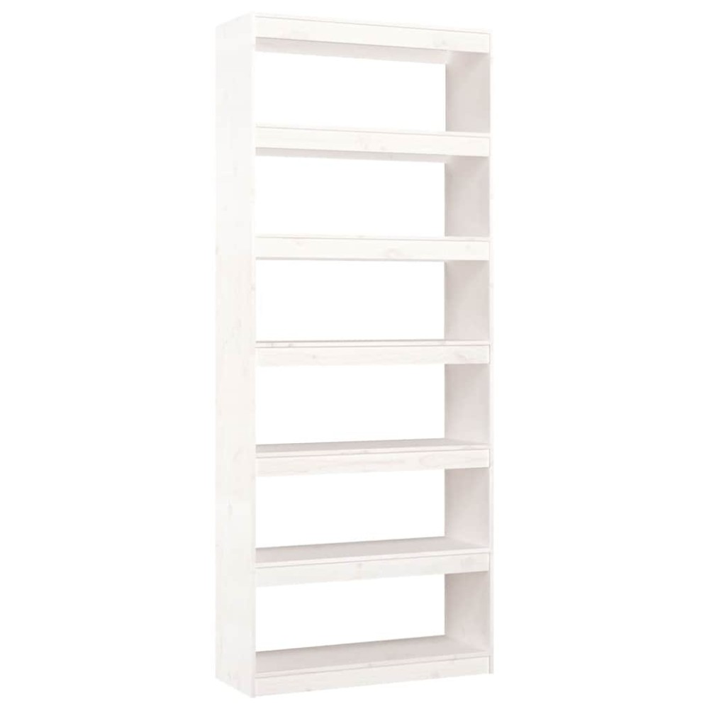 vidaXL Βιβλιοθήκη/Διαχωριστικό Χώρου Λευκή 80x30x199,5 εκ. Μασίφ Πεύκο
