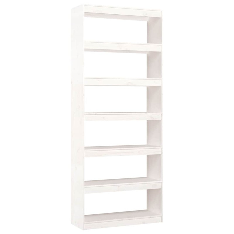 vidaXL Βιβλιοθήκη/Διαχωριστικό Χώρου Λευκή 80x30x199,5 εκ. Μασίφ Πεύκο