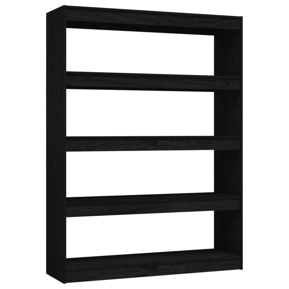 vidaXL Βιβλιοθήκη/Διαχωριστικό Χώρου Μαύρο 100x30x135,5 εκ Ξύλο Πεύκου