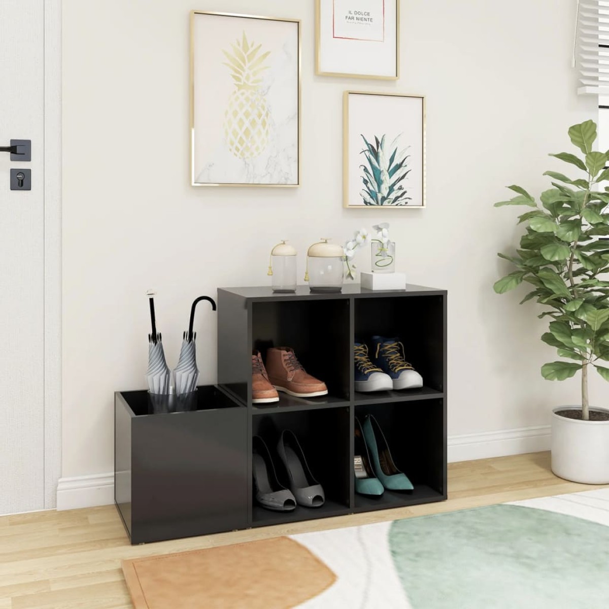 vidaXL Παπουτσοθήκη Χολ Γκρι 105 x 35,5 x 70 εκ. από Μοριοσανίδα
