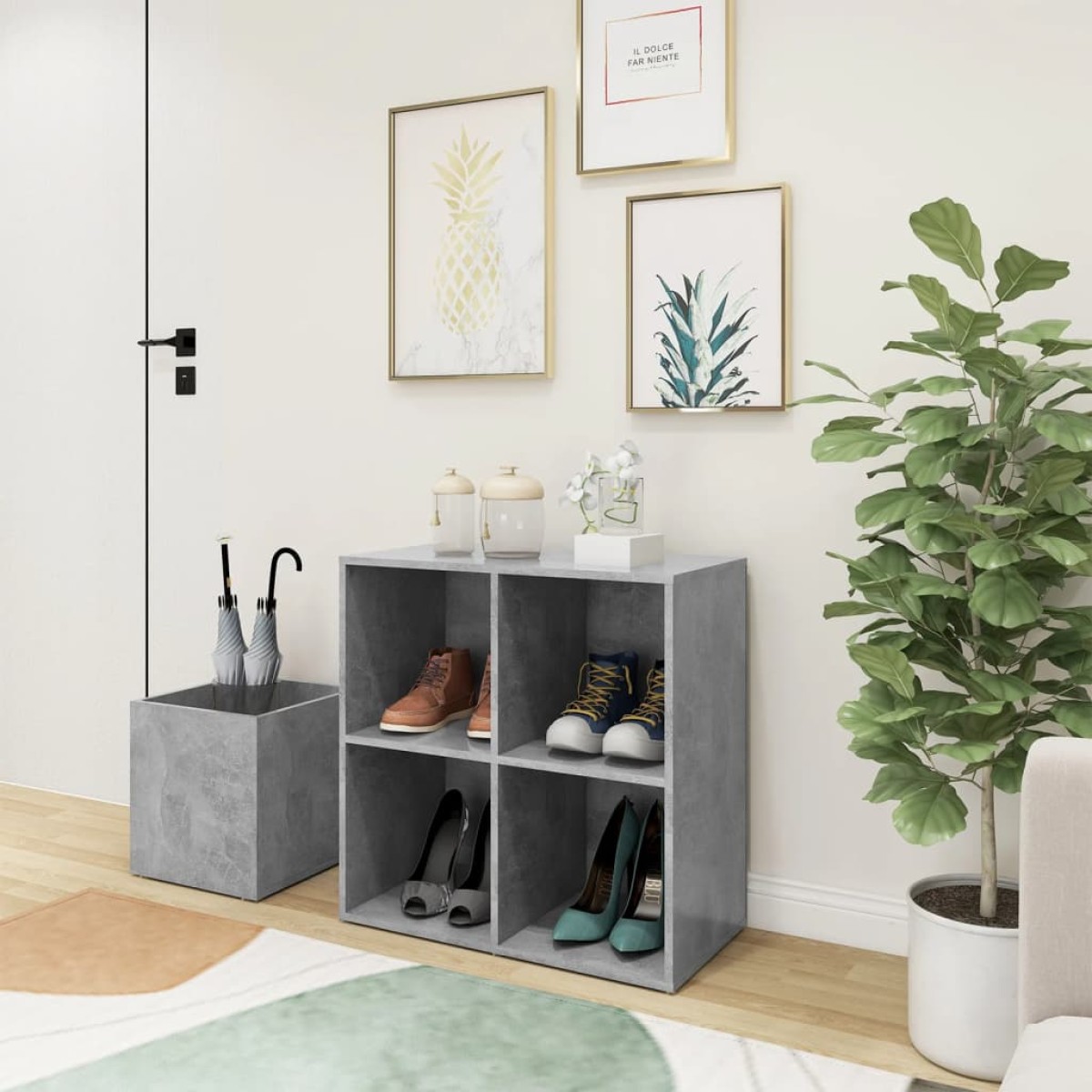 vidaXL Παπουτσοθήκη Χολ Γκρι Σκυροδ. 105 x 35,5 x 70 εκ. Μοριοσανίδα