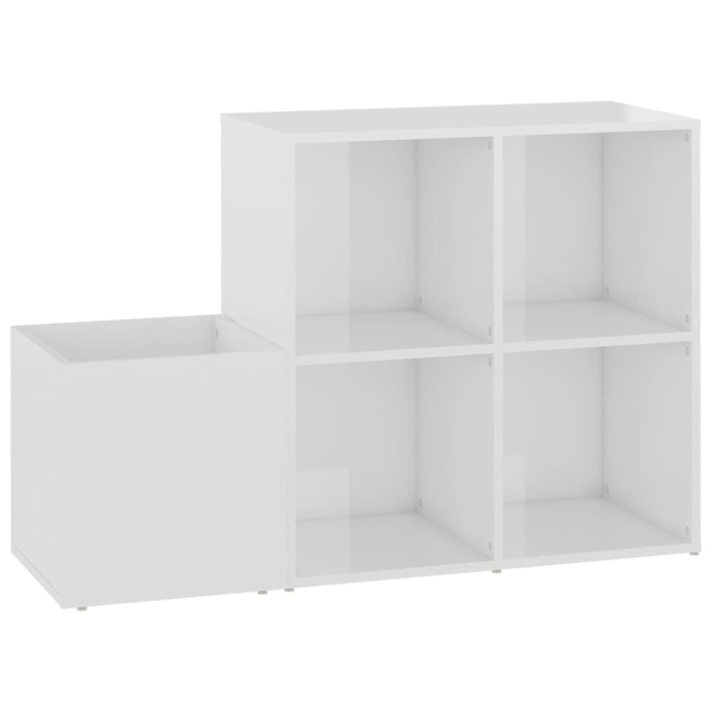 vidaXL Παπουτσοθήκη Χολ Γυαλ. Λευκή 105 x 35,5 x 70 εκ από Επεξ. Ξύλο