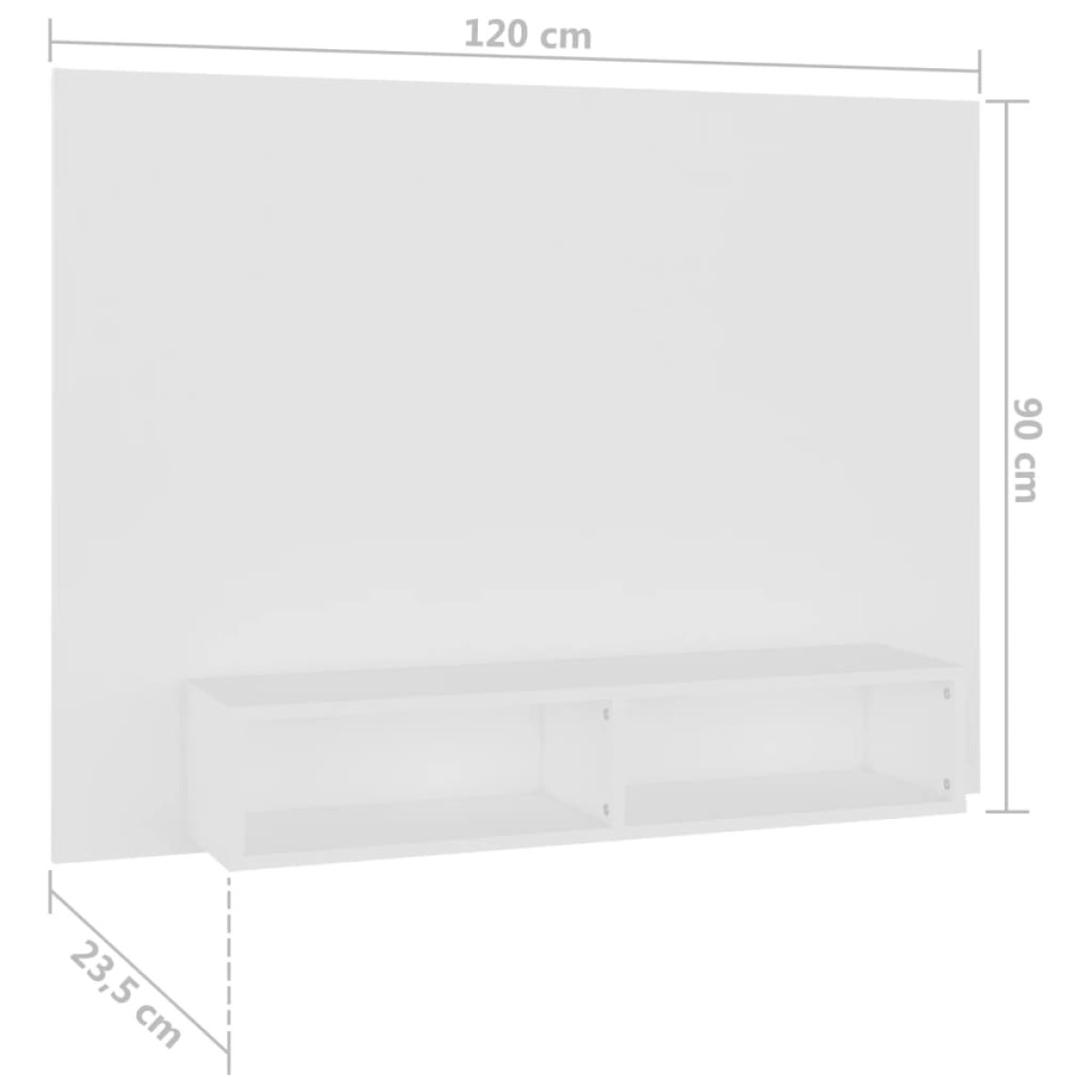 vidaXL Έπιπλο Τηλεόρασης Τοίχου Λευκό 120 x 23,5 x 90 εκ. Μοριοσανίδα