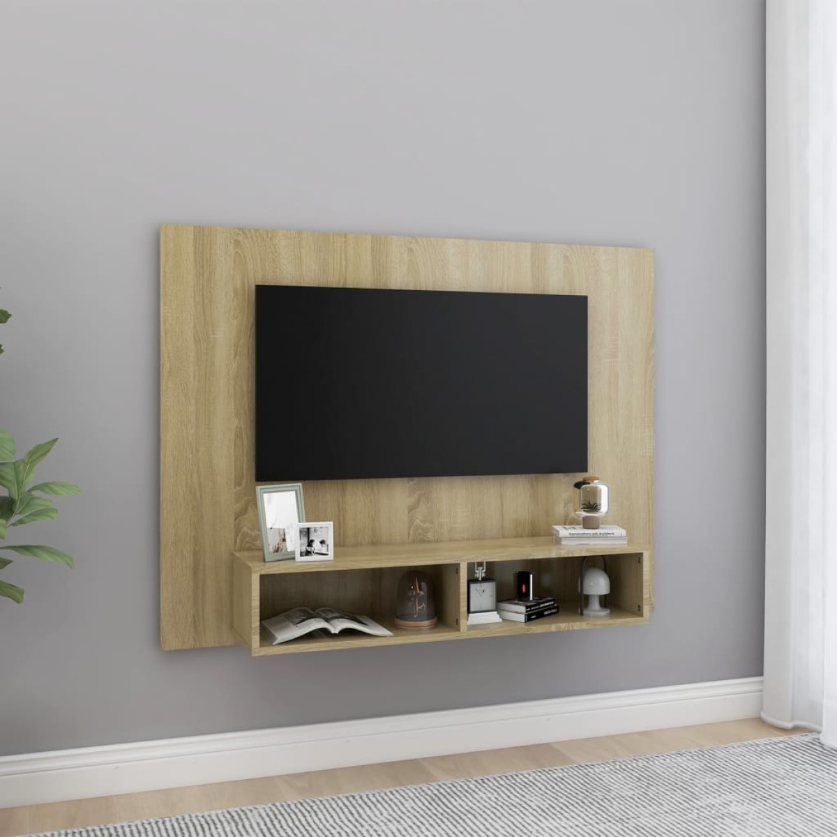 vidaXL Έπιπλο Τηλεόρασης Τοίχου Sonoma Δρυς 120x23,5x90εκ. Μοριοσανίδα