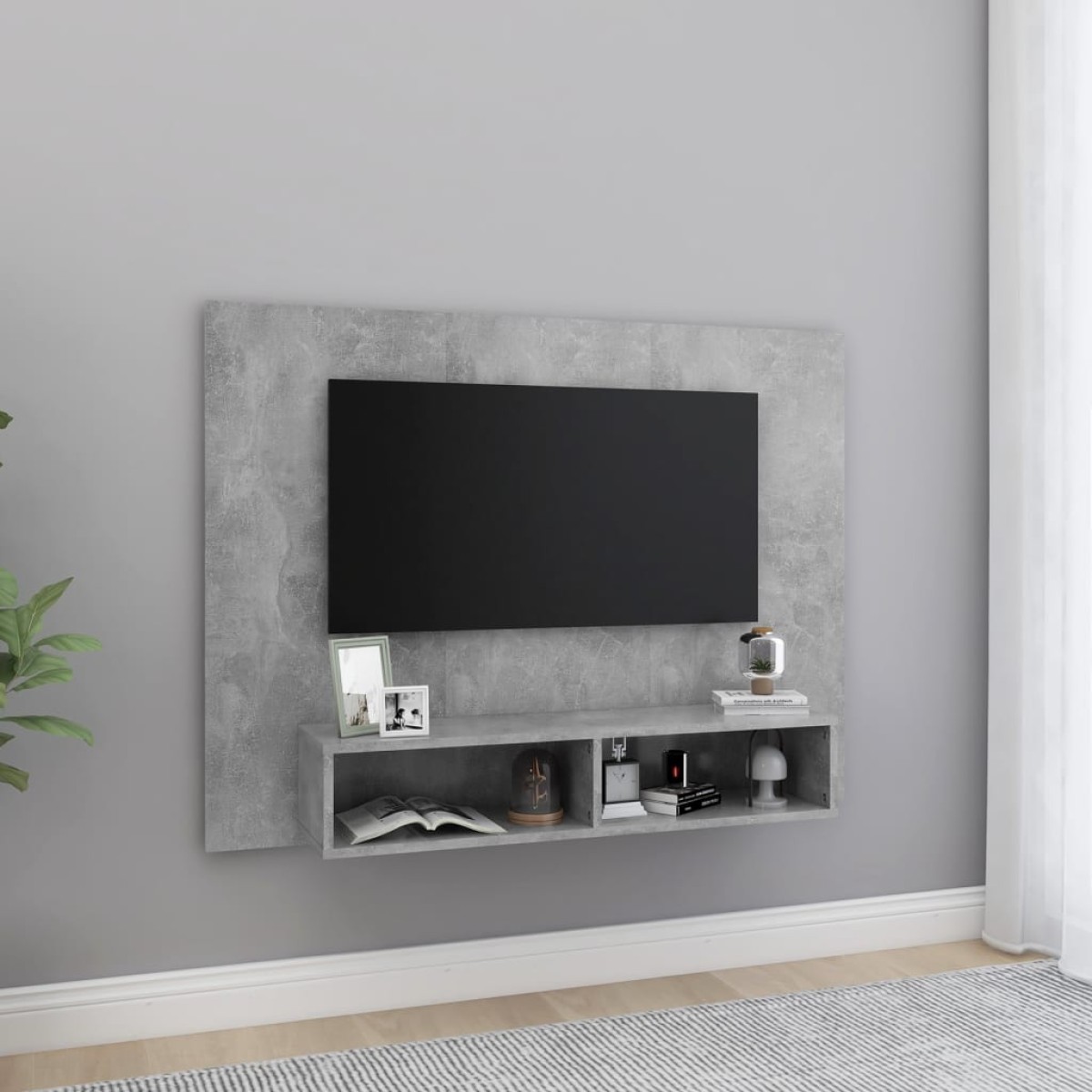 vidaXL Έπιπλο Τηλεόρασης Τοίχου Γκρι Σκυρ. 120x23,5x90 εκ. Μοριοσανίδα