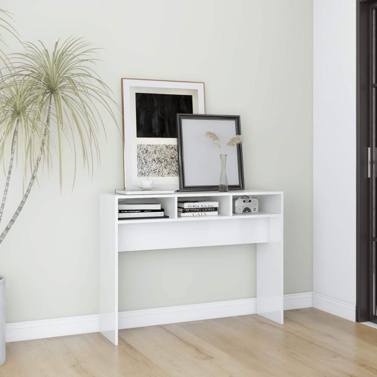 vidaXL Τραπεζάκι Κονσόλα Γυαλιστερό Λευκό 105 x 30 x 80 εκ Μοριοσανίδα