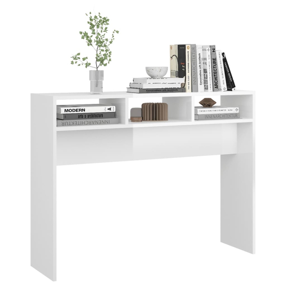 vidaXL Τραπεζάκι Κονσόλα Γυαλιστερό Λευκό 105 x 30 x 80 εκ Μοριοσανίδα