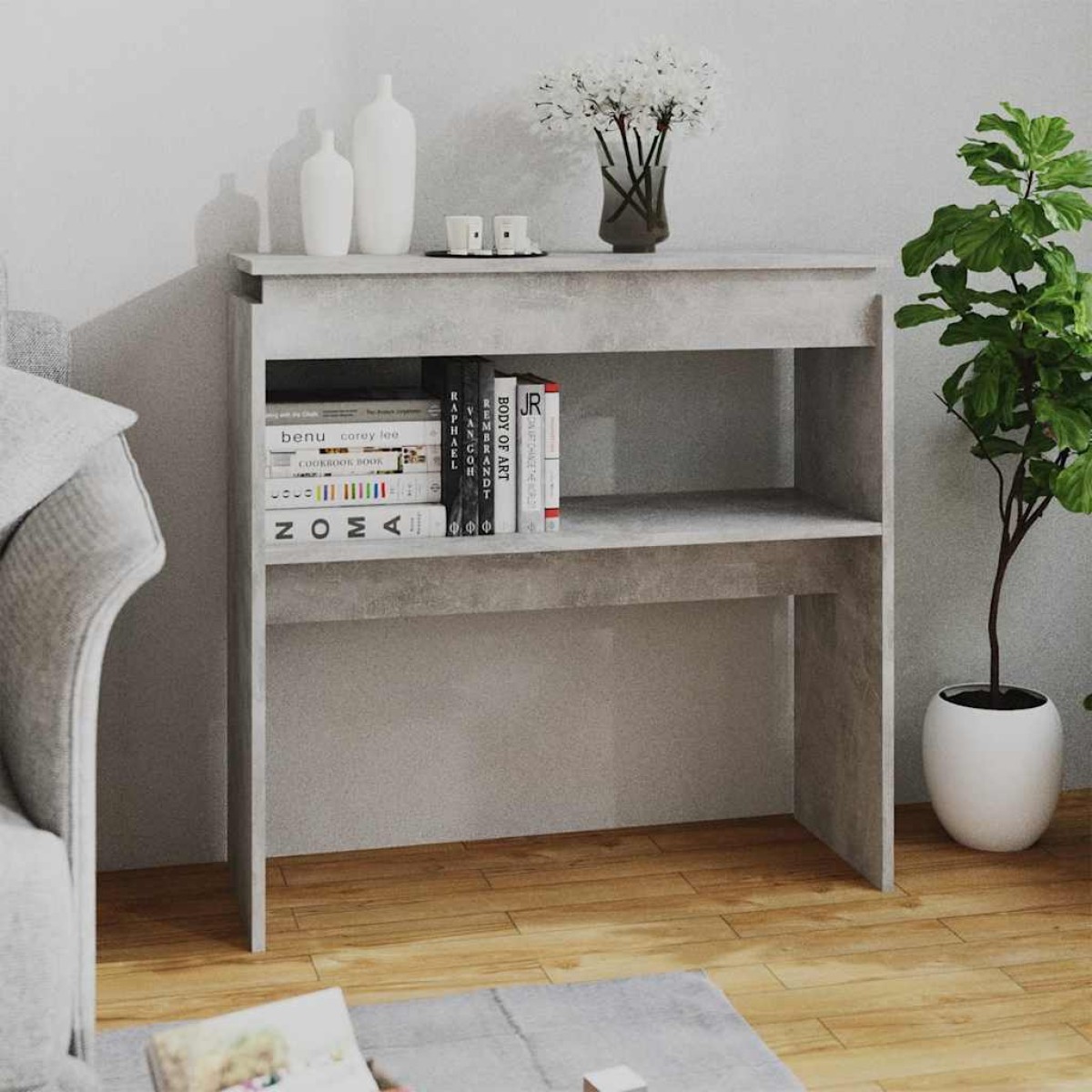 vidaXL Τραπεζάκι Κονσόλα Γκρι Σκυρ. 80 x 30 x 80 εκ. από Μοριοσανίδα