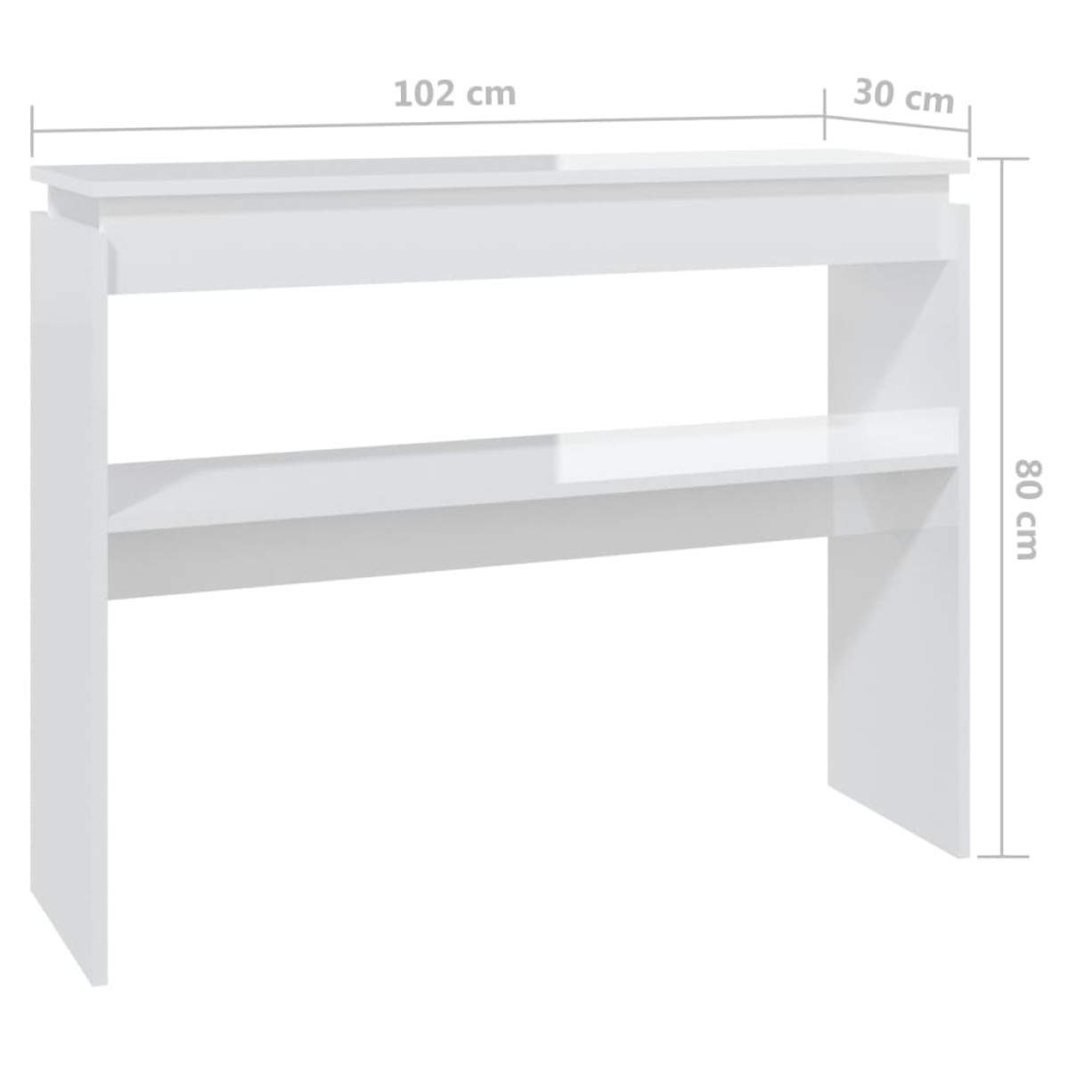 vidaXL Τραπεζάκι Κονσόλα Γυαλιστερό Λευκό 102 x 30 x 80 εκ Μοριοσανίδα