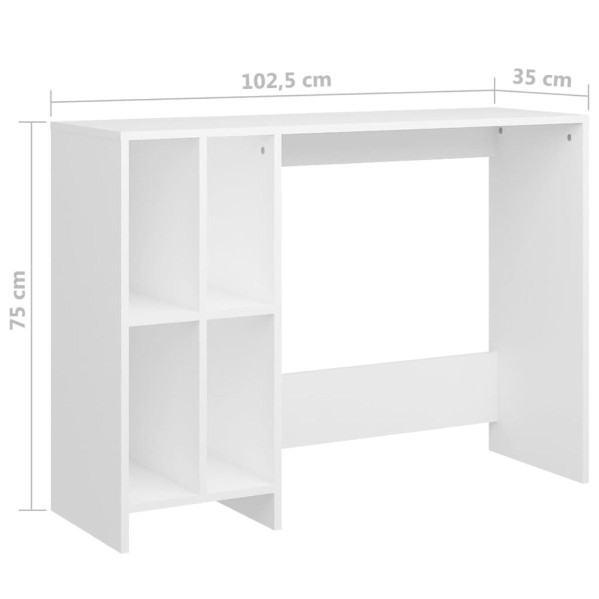vidaXL Γραφείο Notebook Λευκό 102,5 x 35 x 75 εκ. από Μοριοσανίδα
