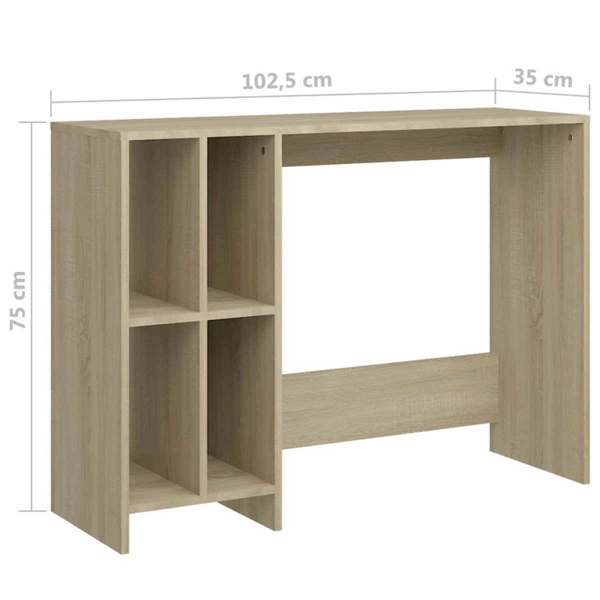 vidaXL Γραφείο Notebook Sonoma Oak 102,5 x 35 x 75 εκ. από Μοριοσανίδα