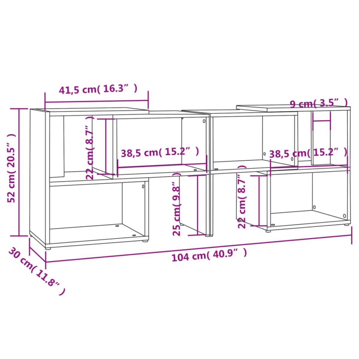 vidaXL Έπιπλο Τηλεόρασης Μαύρο Γυαλ. 104 x 30 x 52 εκ. από Μοριοσανίδα
