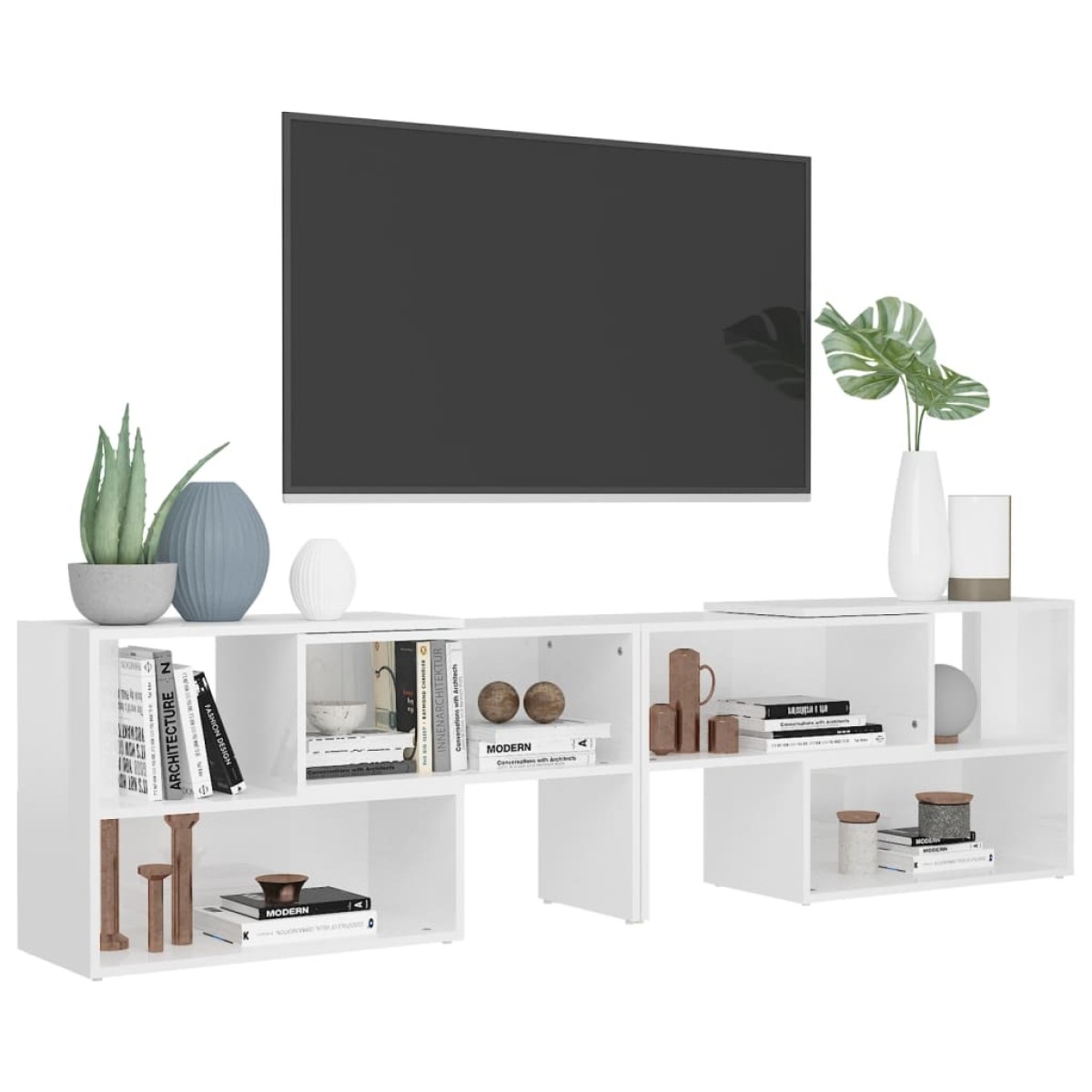 vidaXL Έπιπλο Τηλεόρασης Γυαλιστερό Λευκό 149x30x52 εκ. Μοριοσανίδα