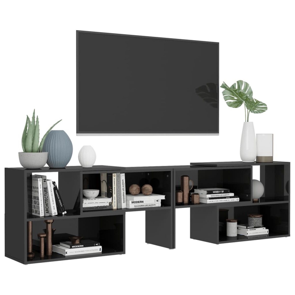 vidaXL Έπιπλο Τηλεόρασης Γυαλιστερό Γκρι 149 x 30 x 52 εκ. Μοριοσανίδα