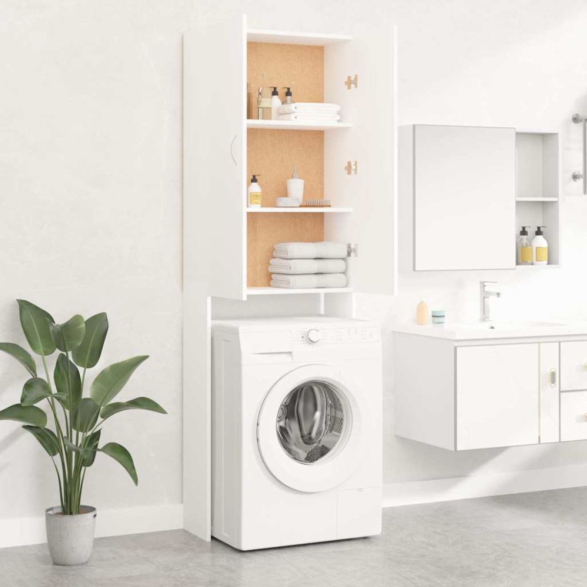 vidaXL Ντουλάπι Πλυντηρίου Λευκό 64 x 25,5 x 190 εκ.