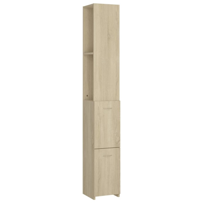 vidaXL Ντουλάπι Μπάνιου Sonoma Δρυς 25x26,5x170 εκ. Επεξεργασμένο Ξύλο
