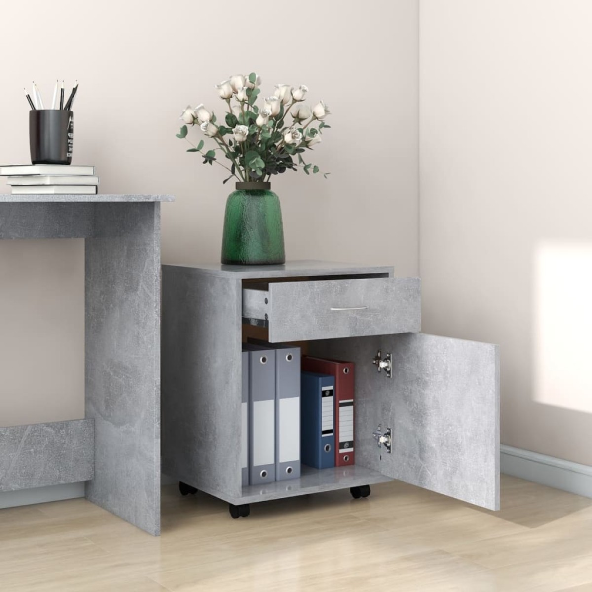vidaXL Ντουλάπι Τροχηλάτο Γκρι Σκυρ. 45 x 38 x 54 εκ. από Μοριοσανίδα