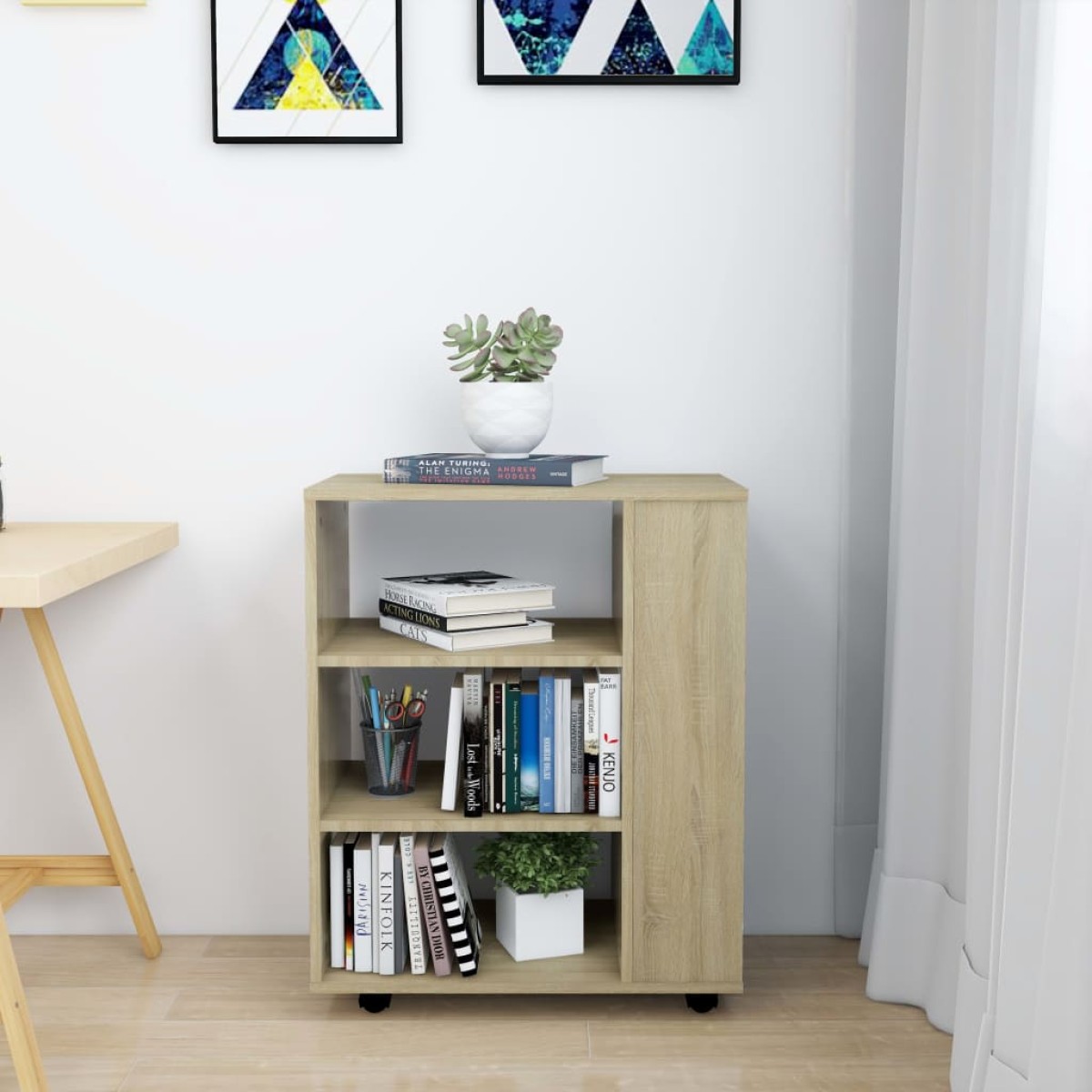 vidaXL Ντουλάπι Τροχήλατο Sonoma Δρυς 60 x 35 x 75 εκ. από Μοριοσανίδα